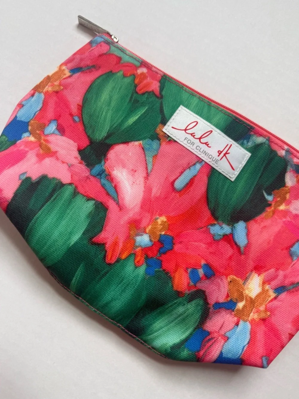 Clinique x Lulu DK Autumn 2015 Limited Edition Cosmetic Bag Floral Pink Green